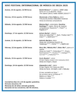 Programa del XXVI Festival Internacional de Música de Ibiza 2025 Programa del XXVI Festival Internacional de Música de Ibiza 2025