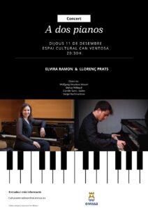 "A dos pianos", concierto de Elvira Ramon y Llorenç Prats.