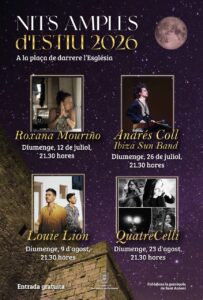 Cartel de las Nits Amples d'Estiu en Sant Antoni este 2026.